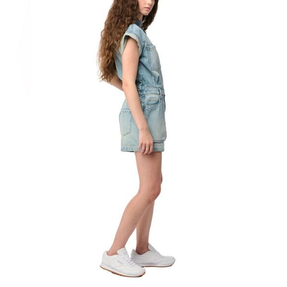 BLANK NYC Acid Washed Denim Romper in Big Shot Size XS Time Zone Revolve - Picture 2 of 13